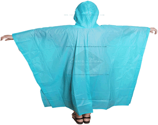 Blue PVC rain cape poncho for women